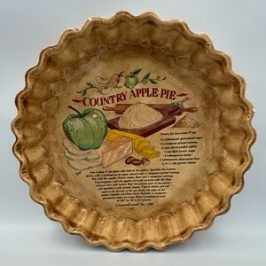Vintage CeramiCorner Apple Pie Plate Recipe Dish 1982 Fluted Pan